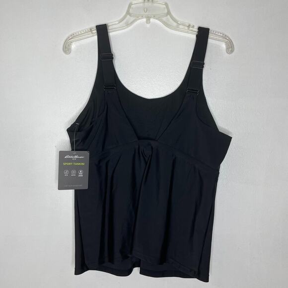 Eddie Bauer XL Black Tankini Swim Top Shelf Bra Control Stretch NEW - Picture 4 of 5